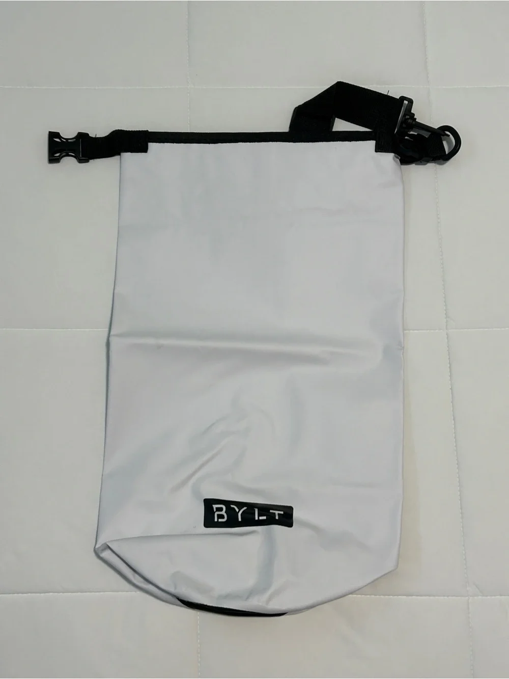 BYLT Basics White Duffel Roll-Top Bag with Black Trim